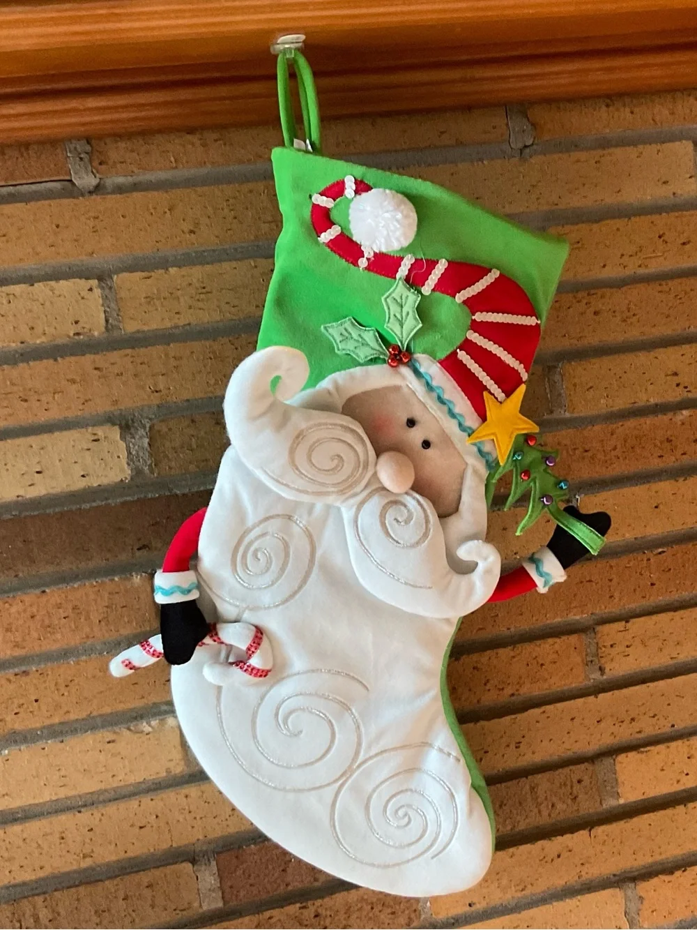 Pier 1 Imports Santa Christmas Stocking Hat Candy Cane Sequins Vintage CUTE